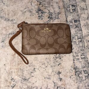 Coach Signature Brown Wristlet